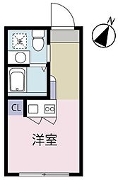 小田急小田原線 代々木上原駅 徒歩7分の賃貸マンション 2階ワンルームの間取り