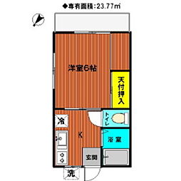 ハイツ松清3 1Kの間取図画像