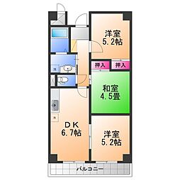 リヴェールド和泉 3DKの間取図画像