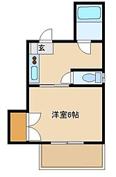 全観スカイハイツ 1Kの間取図画像