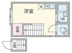 JR山手線 高田馬場駅 徒歩4分の賃貸アパート 2階ワンルームの間取り