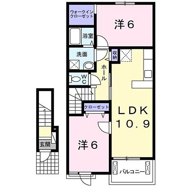 アプリコット　Ａ ｜埼玉県日高市大字高萩(賃貸アパート2LDK・2階・57.21㎡)の写真 その2