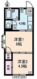 K.M.ハイツ 2Kの間取図画像
