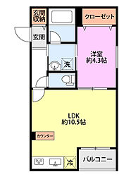 プリマヴェーラ 1LDKの間取図画像