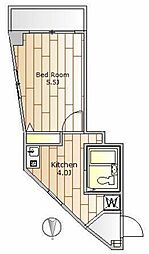 日東ビル 3階1Kの間取り