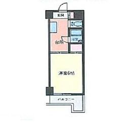 ホワイトマンション西新 1Kの間取図画像