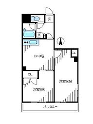 パークサイドマンション松が丘 2DKの間取図画像