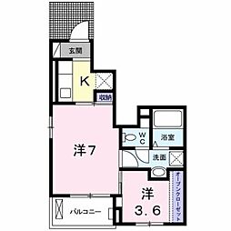 メローイエロー 2Kの間取図画像