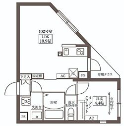 大田区矢口1丁目マンション 1LDKの間取図画像