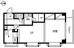 サンライズ国立 1LDKの間取図画像