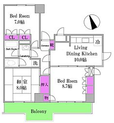 ベルエア調布 3DKの間取図画像