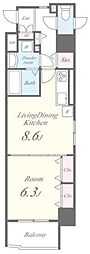 LA.CLAIRE.FONTAINE. 1DKの間取図画像
