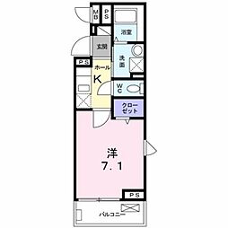ヒルトップ2 1Kの間取図画像