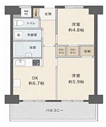 ライオンズマンション海老名第3 2DKの間取図画像