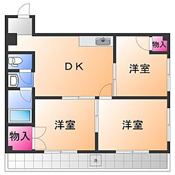 日興パールハイツ 3DKの間取図画像