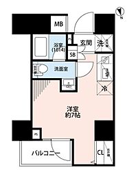 プレール・ドゥーク戸越銀座通り ワンルームの間取図画像