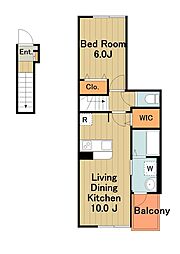 京王相模原線 京王堀之内駅 徒歩26分の賃貸アパート 2階1LDKの間取り