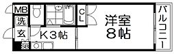 サニーカーサ 1Kの間取図画像
