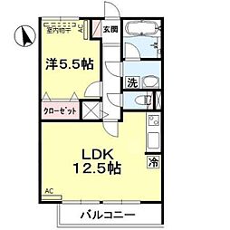 コモレビ大蔵E 1LDKの間取図画像