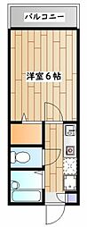 サニーハイムK 1Kの間取図画像