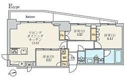 クレストコート北千住レジデンス 3LDKの間取図画像