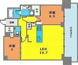 ベイシティタワーズ神戸WEST 25階2LDKの間取り