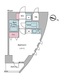 レジディア東品川 ワンルームの間取図画像
