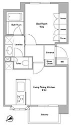 パークグレイス駒込 1LDKの間取図画像