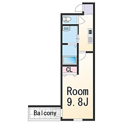 フジパレス新通2番館 1Kの間取図画像