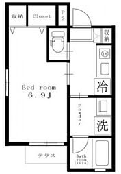 ルクール登戸 1Kの間取図画像