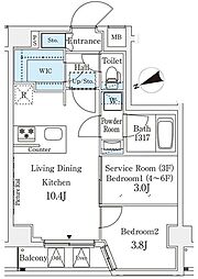 アジールコート山手動坂 2LDKの間取図画像