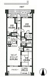 ヴィルヌーブ東戸塚プレジール 3LDKの間取図画像