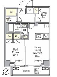 ラティエラ武蔵小山レジデンス 1SLDKの間取図画像
