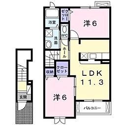 プラシード 2LDKの間取図画像