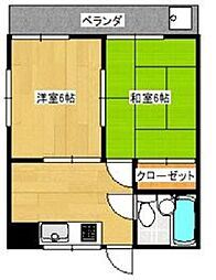 コーポM・3 2Kの間取図画像