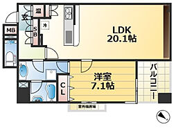 ワコーレディ・アルクス元町 9階1LDKの間取り