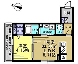ルーブル八潮 1階1LDKの間取り