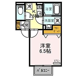 パセオ御堂町 1Kの間取図画像