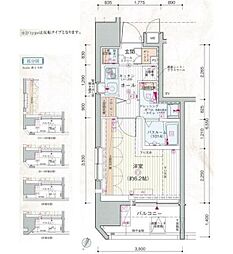 エステムプラザ品川大井町クリスタルヒルズ 1Kの間取図画像