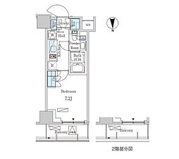 パークアクシス池袋 16階1Kの間取り
