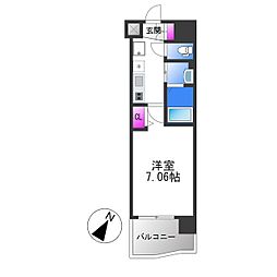 Luxe大阪城南 1Kの間取図画像