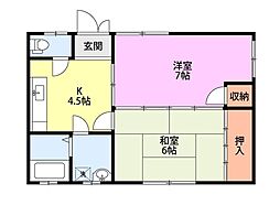 コーポサンステート2号棟 2Kの間取図画像