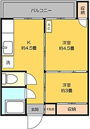 メゾン西千葉 2Kの間取図画像
