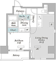 グランフェリシア笹塚 1LDKの間取図画像