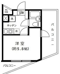 カーサプリマ 4階1Kの間取り