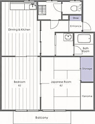第2フラワーハイツ 2DKの間取図画像