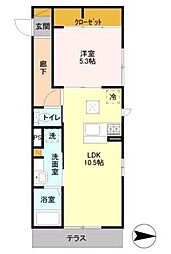 ディアコート鹿放ヶ丘 1LDKの間取図画像