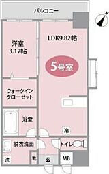 シャイン博多東 1LDKの間取図画像