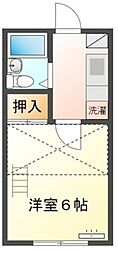 染東ハイツ2 1Kの間取図画像