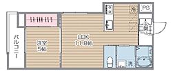 中野区白鷺1丁目アパート 1LDKの間取図画像